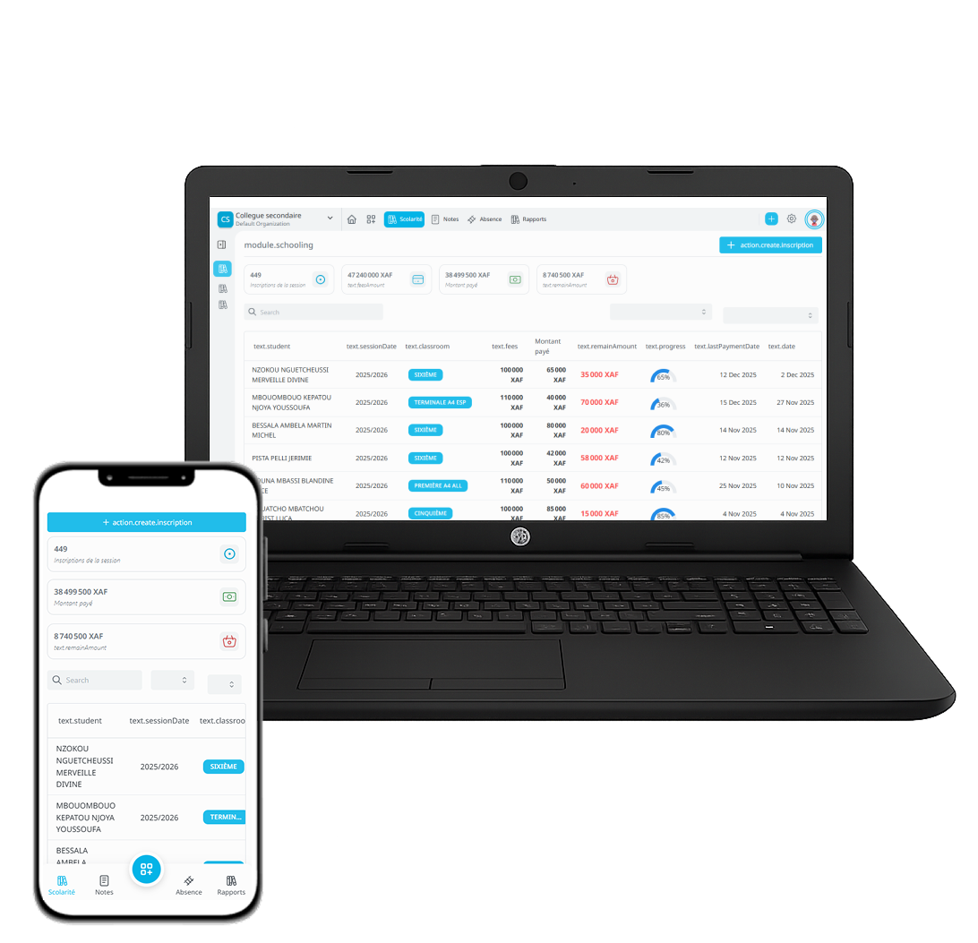 Interface Wyscolars sur ordinateur et mobile